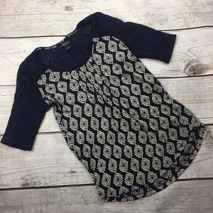 Lucky Brand- Navy Boho Crochet Pleated- Xsmall